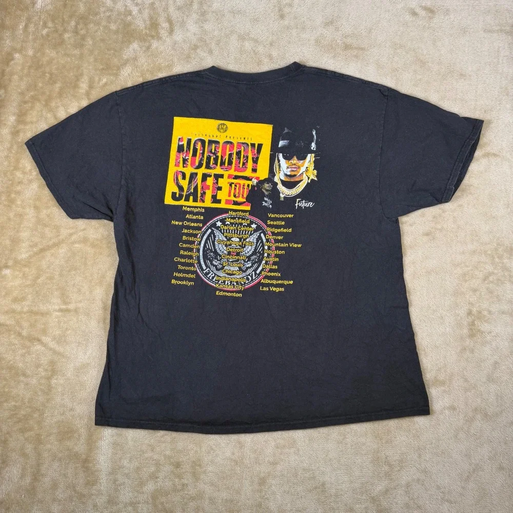 Future Nobody Safe Tour 2017 Graphic T-Shirt Mens XL Black Short Sleeve Rap Tee - Picture 5 of 6